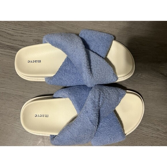 Anthropologie Maeve Womens 6 Sandals Sky Blue Terry Slide - Picture 3 of 7